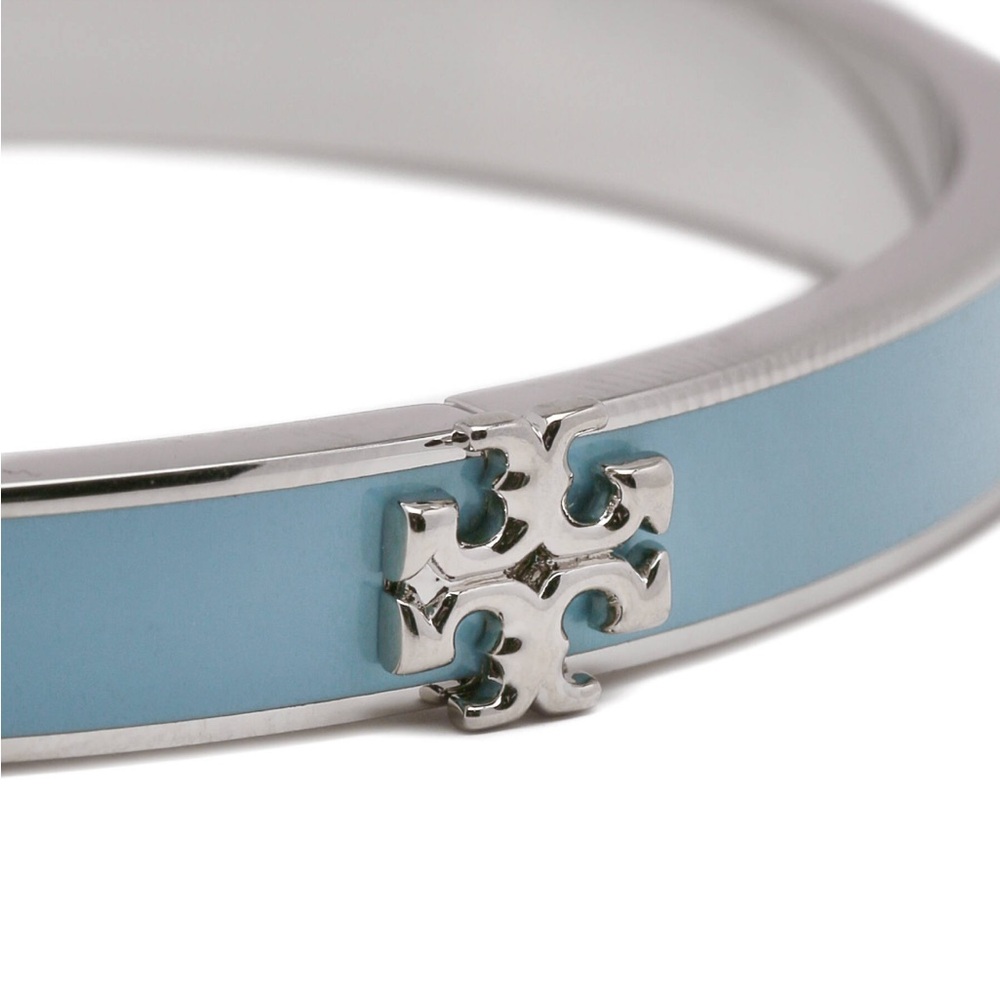 Tory Burch New Kira Blue Enamel Hinge Silver-Toned Bracelet - Picture 2 of 10